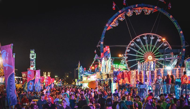 Skyline of the western fair with roller coasters